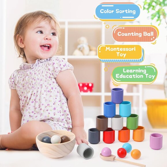 Early Education Enlightenment Rainbow Balls 35mm for Toddlers(1 Set) - Picture 2 of 7
